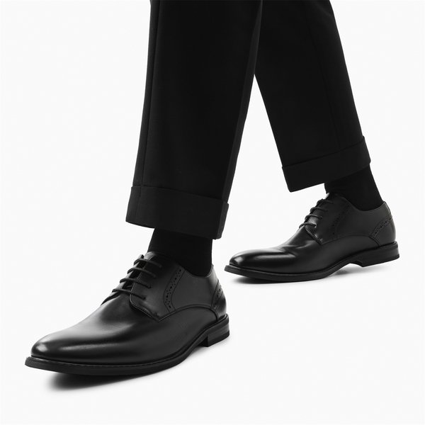 Men's Polished PU Leather Oxford Shoes - BLACK - 6